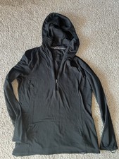 Patagonia Hoodie Womens Large Black 1/2 Zip Thermal Capilene Baselayer, Thumbs
