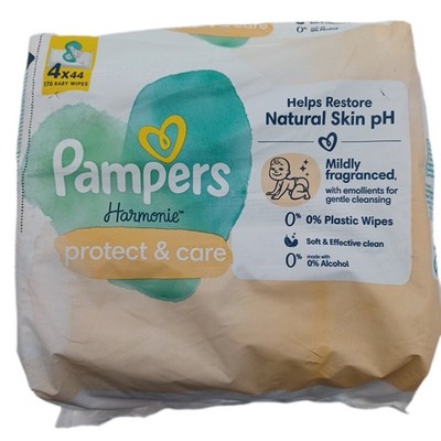 Pampers Harmonie Protect & Care Baby-Feuchttücher 4 Packungen 44 Tücher = 176 Ba