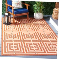 SAFAVIEH Courtyard Collection 4' x 5'7" Terracotta / Cream CY6937 Indoor/