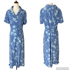 VINTAGE 90s EXPRESSIONS Floral Midi Maxi Shirt Dress Size 16 1XL Cottage Spring