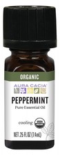 Aura Cacia Aromatherapy 100 Organic Essential Oil, Natural Peppermint - 0.25 Oz