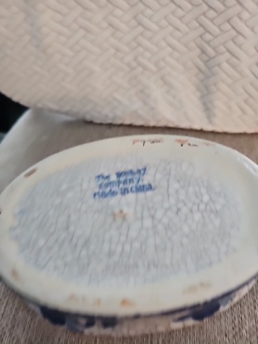 Bombay Company VINTAGE Blue & White Large 10” Oval Bowl /handles / Foot Bath - Picture 10 of 11