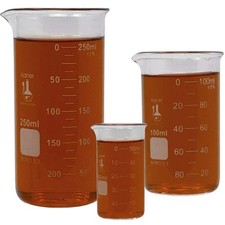 Glass Beaker Set, Tall Form, 3 Sizes - 50, 100 and 250ml, 3.3 Borosilicate Gl...