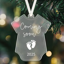 Baby's First Christmas Coming Soon 2025, Acrylic Pregnancy Announcement Ornament