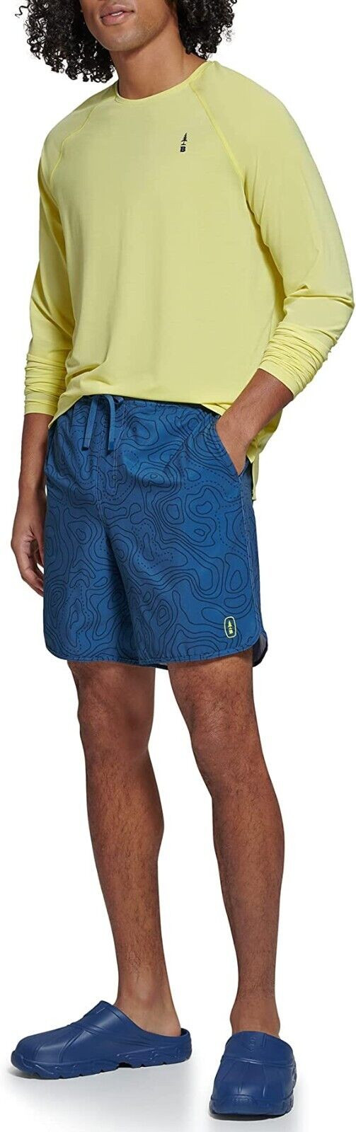Bass Outdoor Mens Maps Quick-Dry 7 Woven Shorts in Blue Combo-XL 3990₽