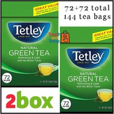 Tetley Natural Green Tea 2 Box Total 144 Bags Refreshing light NWT 144g EA