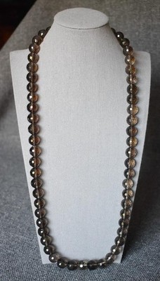 GORGEOUS VINTAGE STRAND OF ROOT BEER COLORED MULTI FACETED AUSTRIAN BEADS