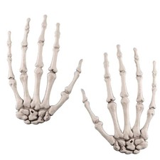 2 Pack Halloween Skeleton Hands Realistic Life Size Severed Plastic Skeleton Han