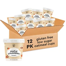 Mylk Labs Maple Strawberry Protein Oatmeal Cups, Whole Grain, Low Sugar, High Fi