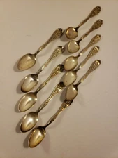 10 Antique WR Keystone Carnation Silverplated Serving Spoon Pat. Jan 14 1908