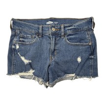 Old Navy Boyfriend Shorts Womens 6 Measure 30x2.5 Denim Cuffed Mid Rise