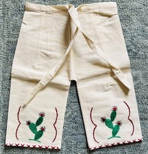 Vintage Kid  s Linen Embroidered Pleated Pants - Cactus - Cinco De Mayo Southwest