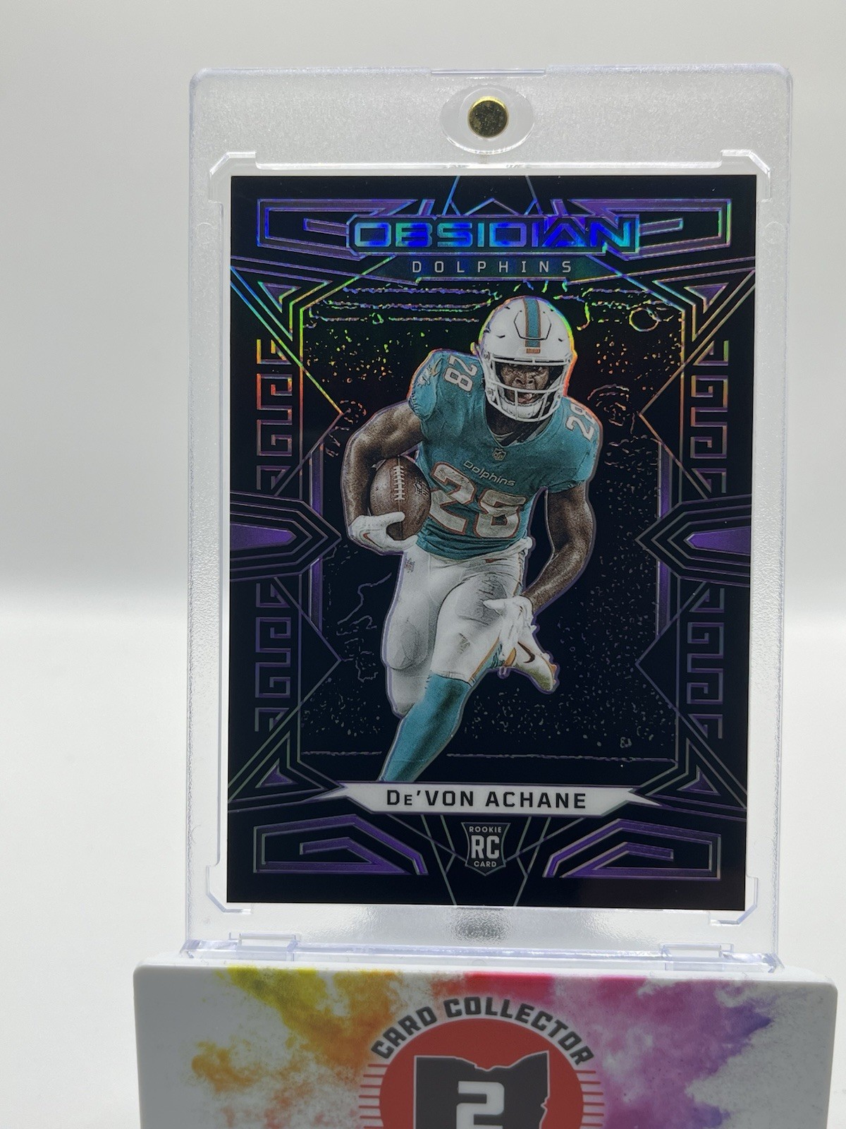 2023 Panini Obsidian - De'Von Achane #163 Electric Etch Purple /75 (RC)