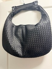 Woven Hobo Shoulder Bag   Black