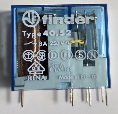 Finder 40.52 DPDT Relay 2 Change-Over 8-Pin Plug-In