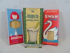 Three Boxes of Vintage Drinking Straws Sunshine Marcal Swan