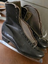 Women's Black and White Leather Figure Ice Skates Lace Up High Boot