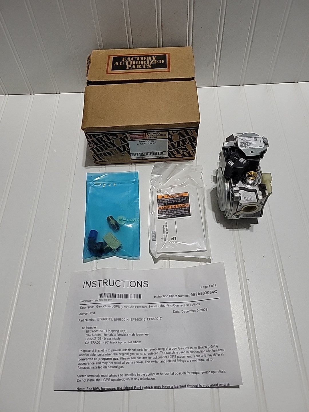 Factory Authorized Parts Gas Valve Kit EF660015 36J24-510 