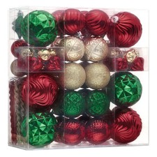 Valery Madelyn 100ct Christmas Tree Decorations Ball Ornament Set, Red Green ...