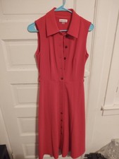 Calvin Klein Dress Womens 4 Pink Shirtdress Midi Button Front Stretch Collared