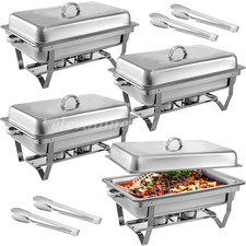 Chafing Dish Buffet Set 4 Pcs 9QT 201Stainless Steel Chafer for Catering W Clip