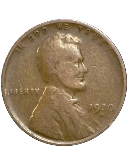 1930 D Lincoln Cent Good - Very Good  (G-VG) Circulated Condition Copper Penny