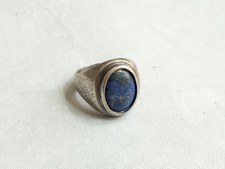 Vintage Sterling Silver Ring Lapis Lazuli 8.25 Oval Cabochon Blue