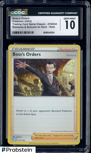 2023 Pokemon Blastoise & Suicune ex Deck 019/034 Boss's Orders CGC 10 GEM MINT