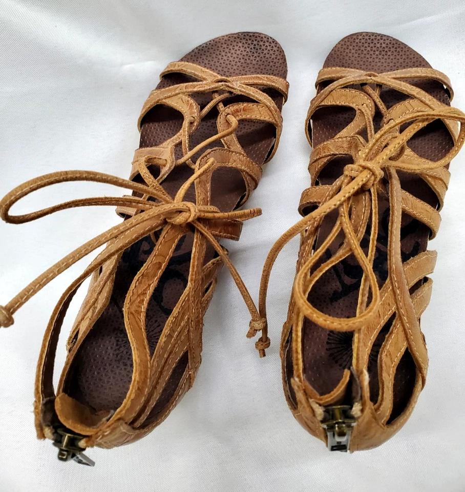 NOVO TOTO Feminino Marrom Wedges Tamanho 8 Sandálias Western Couro de Vaqueira - Imagem 2 de 4