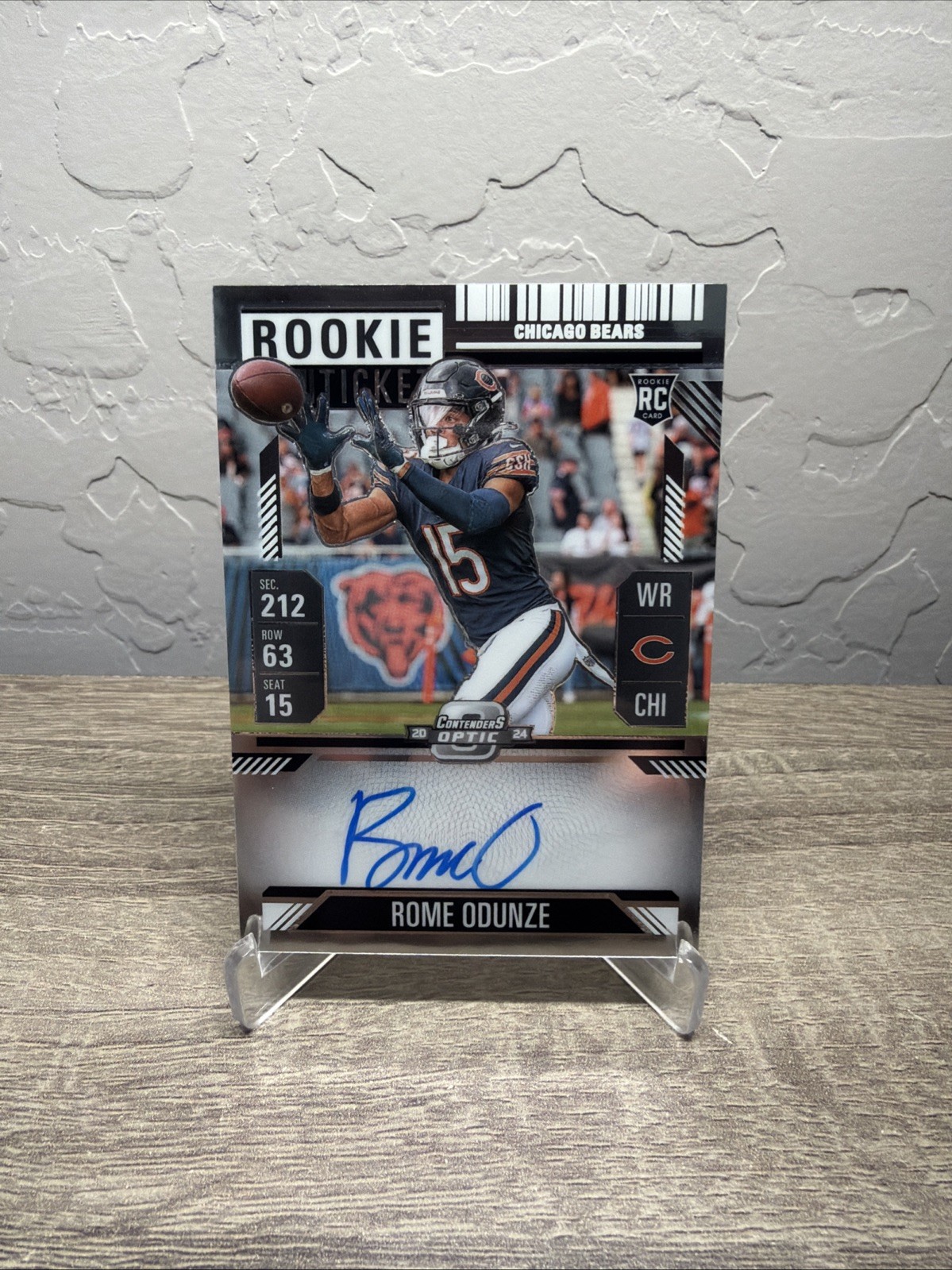 2024 Panini Contenders Optic Rome Odunze Rookie Ticket RC Auto #104 Bears