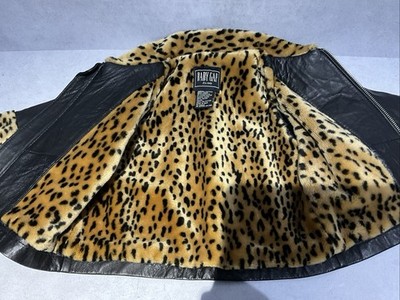 Baby Gap Vintage Y2K Leather Leopard Trim Jacket Size S/M | eBay