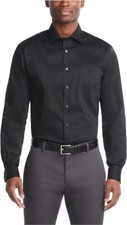 Van Heusen Men's Stain Shield Regular Fit Dress Shirt Black M 15-15.5/32-33
