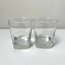 Jack Daniels Old No 7 Glass Set of 2 Embossed Square Whiskey Glasses