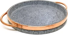 12" deep dish pizza pan with copper handles | Handcrafted from a slab of Gray 