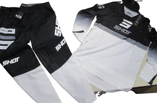 SHOT RACE GEAR MOTOCROSS PANTS + JERSEY SET - 32" WAIST + MEDIUM JERSEY BLK+WHT