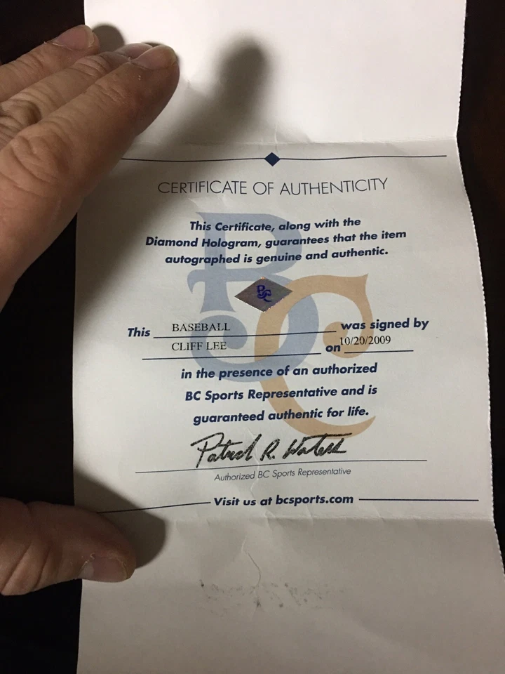 Cliff Lee autograph ROMLB Baseball with BC Sports Certification - Image 2 of 4