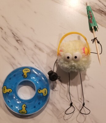 Found Object Sculpture Figure w/ Headphones, Umbrella & Tube Hand Made(1 of 18)