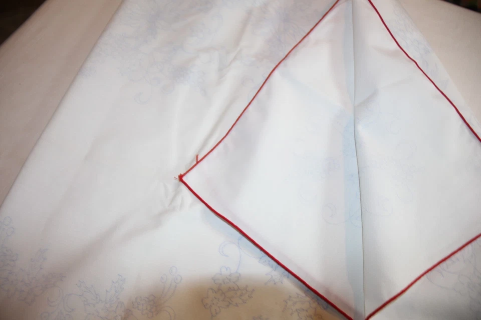 Stamped Poinsettia Table cloth Embroider or Paint 57x58"  + instructions 9243 - Image 2 of 4