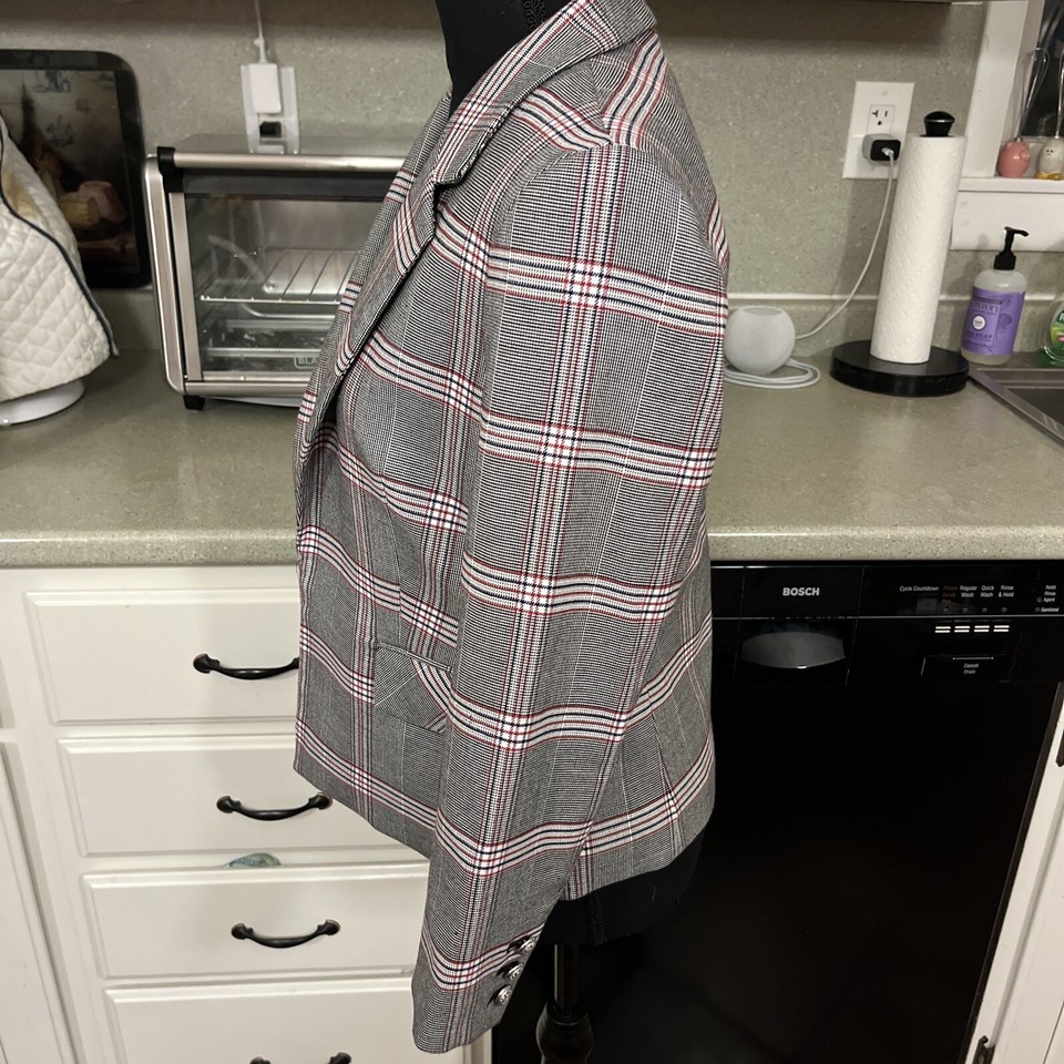 BAR III WOMEN'S GRAY PLAID OPEN FRONT BLAZER SUIT JACKET SIZE 2 eBay