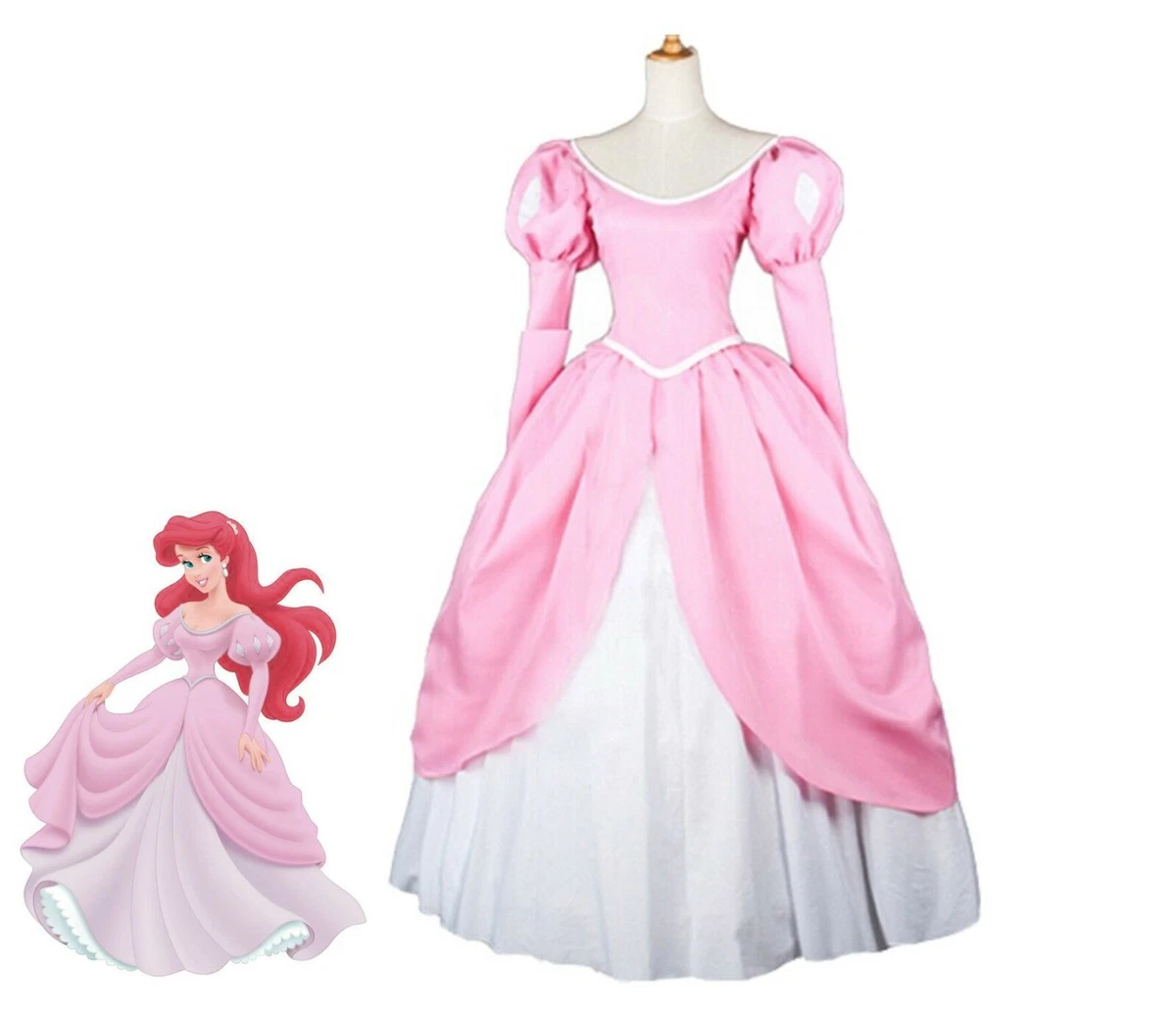 Costume Cosplay Ariel rosa adulti abito principessa vestito