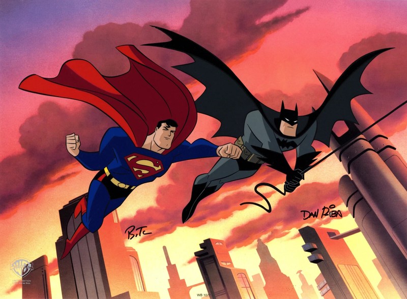Batman Superman Worlds Finest Warner Bros Lt Ed Animation Cel 20 SIGNED PP