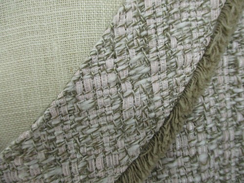 CHICO'S Tweed Blazer Womens 3 Large Pink pockets Lined Jacket plaid ribbon weave - Picture 8 of 12