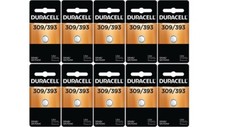 10 309/393 Duracell Silver Oxide Batteries G5, SR48, G5A, SR754, SR754W, LR750