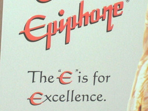 EPIPHONE -the E is for Excellence- GIBSON GUITAR Old Sign DATED '97-Looks Unused