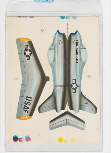 Topps Fighter Planes 1967 TEST WRAPPER UNPUNCHED UNCUT PROOF F86 SABER JET - Bild 1 von 3