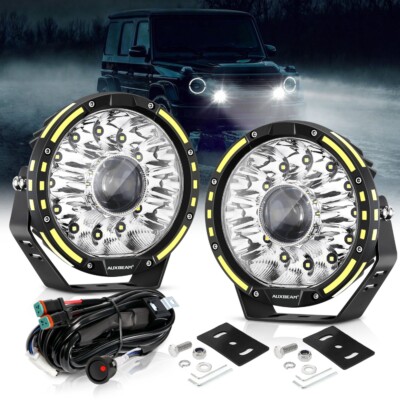 2x AUXBEAM 7'' INCH 360-PRO Lens 230W LED Driving Lights Offroad Combo Fog Lamp