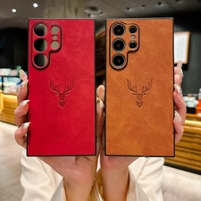 For Samsung Galaxy S25 S24 S23 S22S21 Deer Pattern Shockproof Leather Phone Case