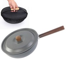 Compact Aluminum Wok with Folding Handle for Effortless Outdoor Cooking