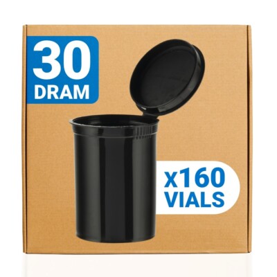 Loud Lock Pop Top Dram Vials - Food Storage Containers - 30 Dram - 160ct - Black