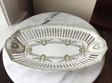 Rudolf Wachter RW Bavaria Reticulated Pierced Painted Basket Bowl Serving Dish